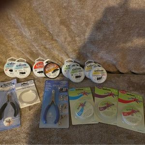 Beading, wire, thread, elastic cord, memory wire pliers, crimp cover closer tool